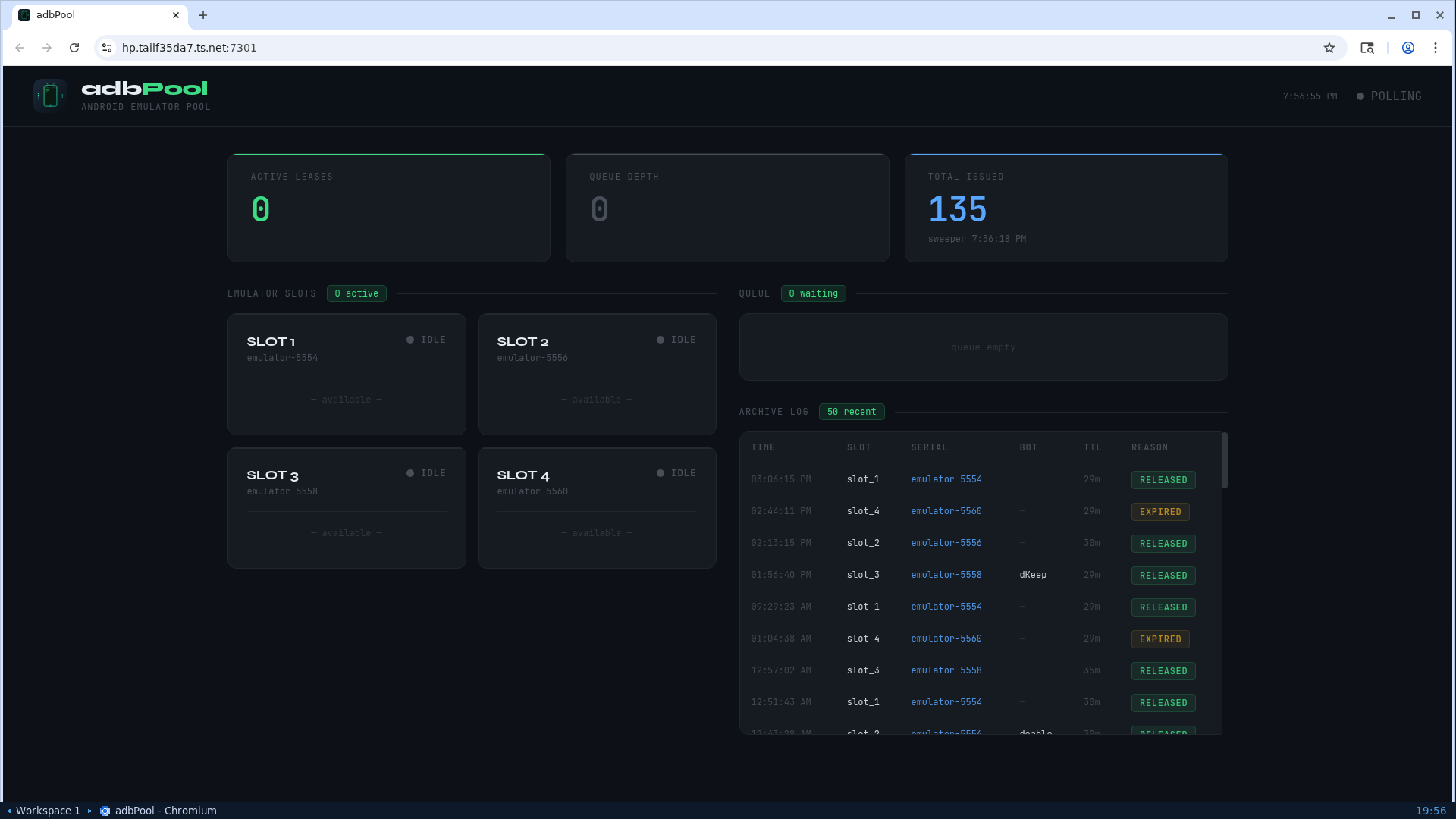 adbPool desktop view