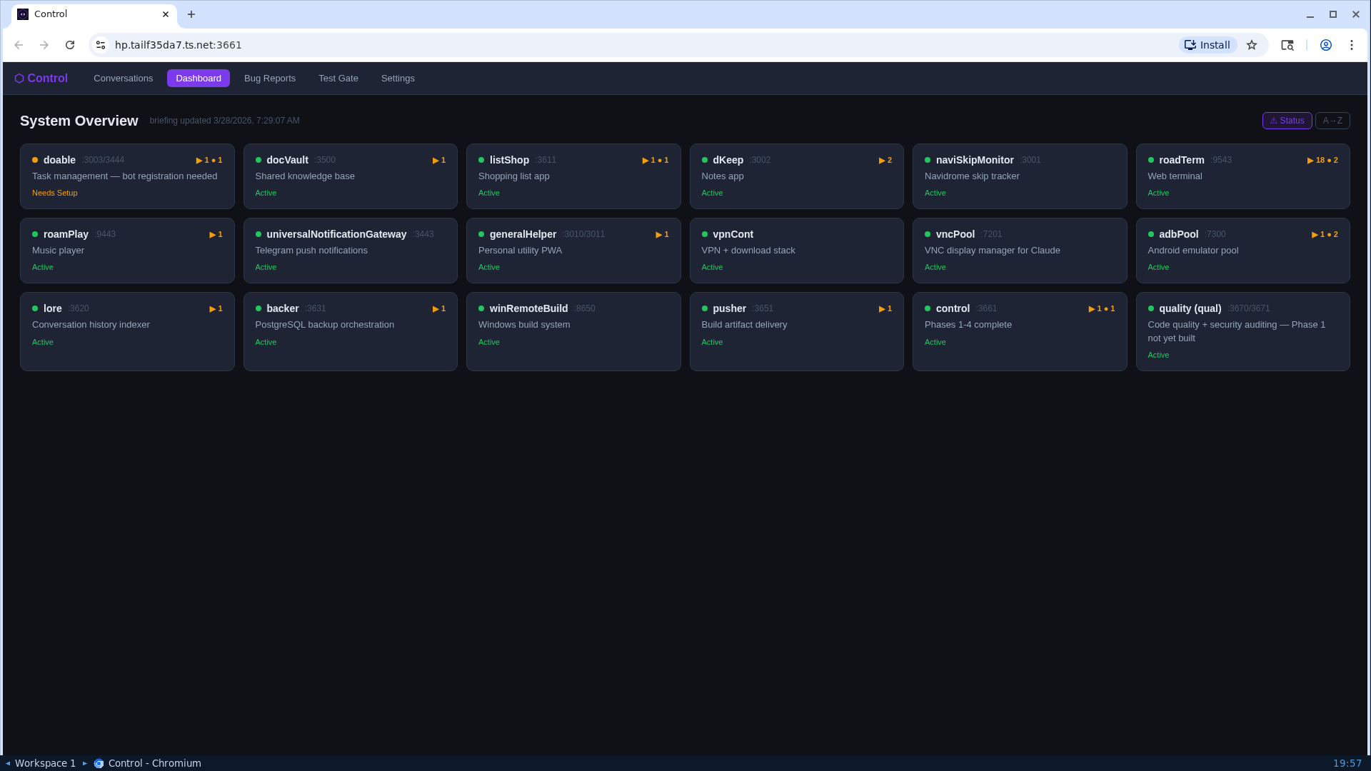 Control orchestrator UI